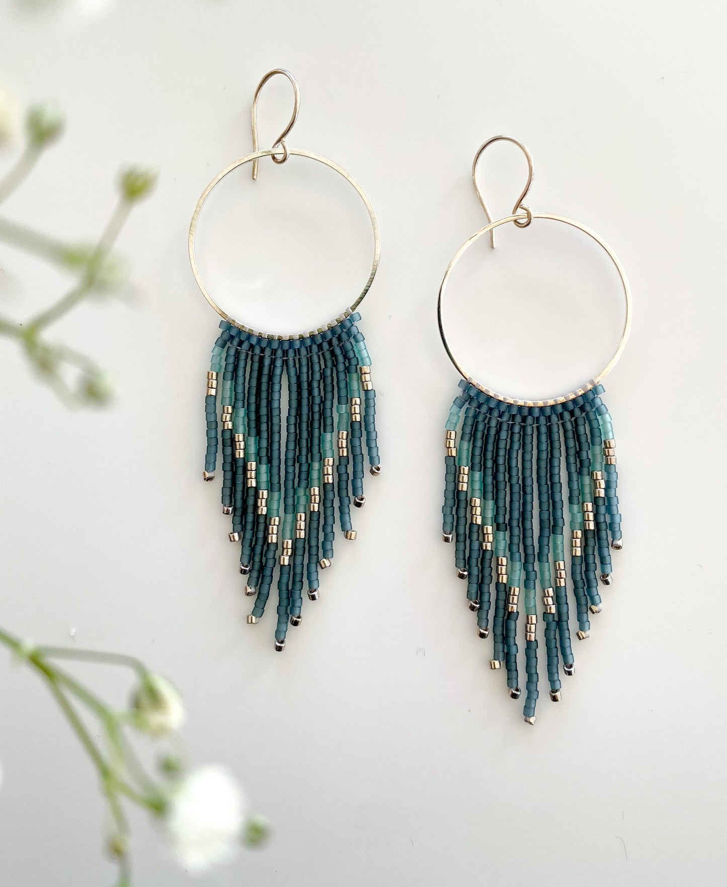 Fringe Hoops - Montana Sky, Silver