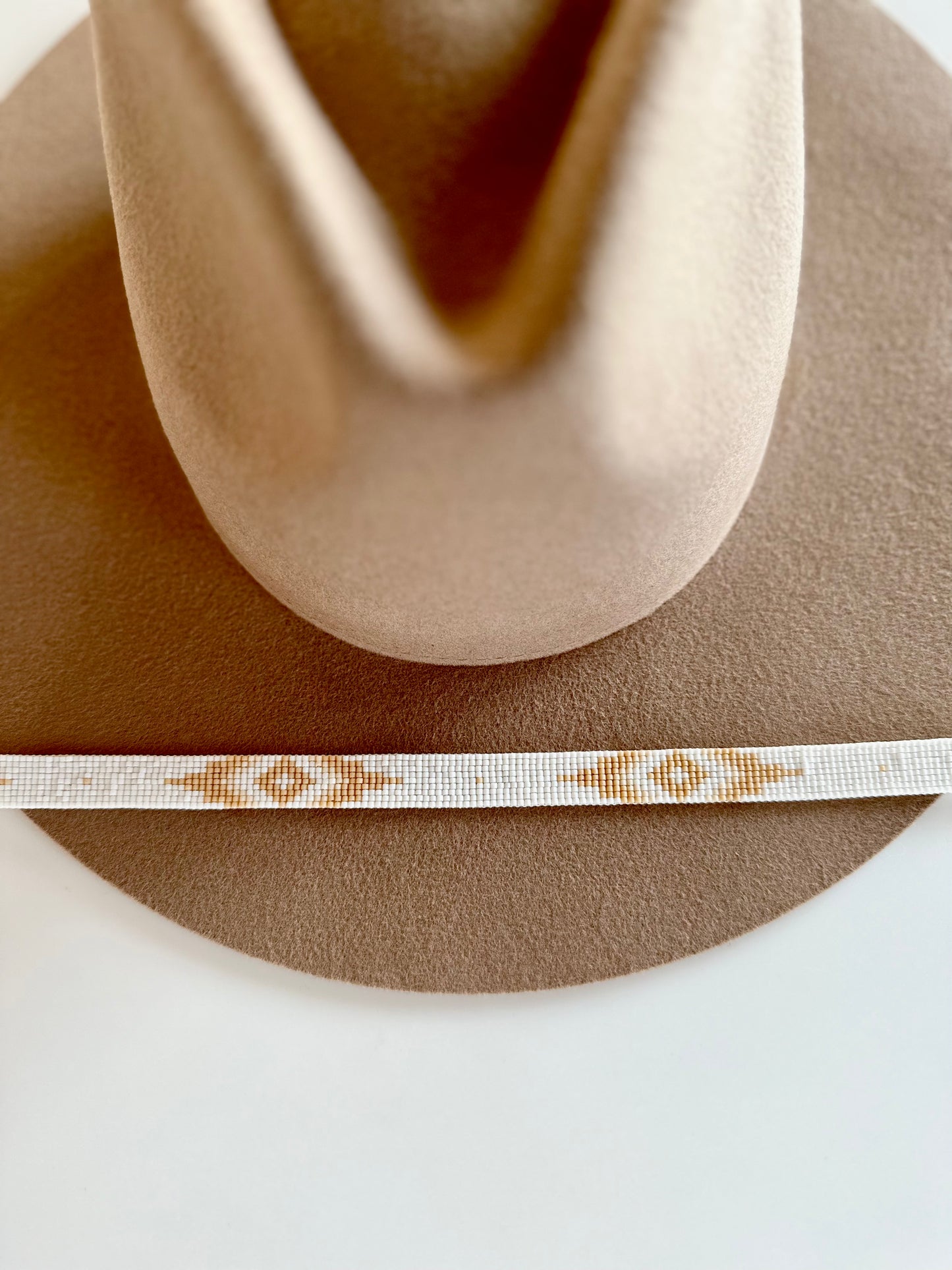 Western Hatband: White and Tan