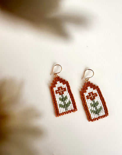 Orange Flower Earrings