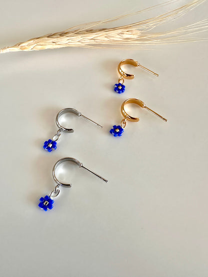 Lapis Huggies - Silver or Gold