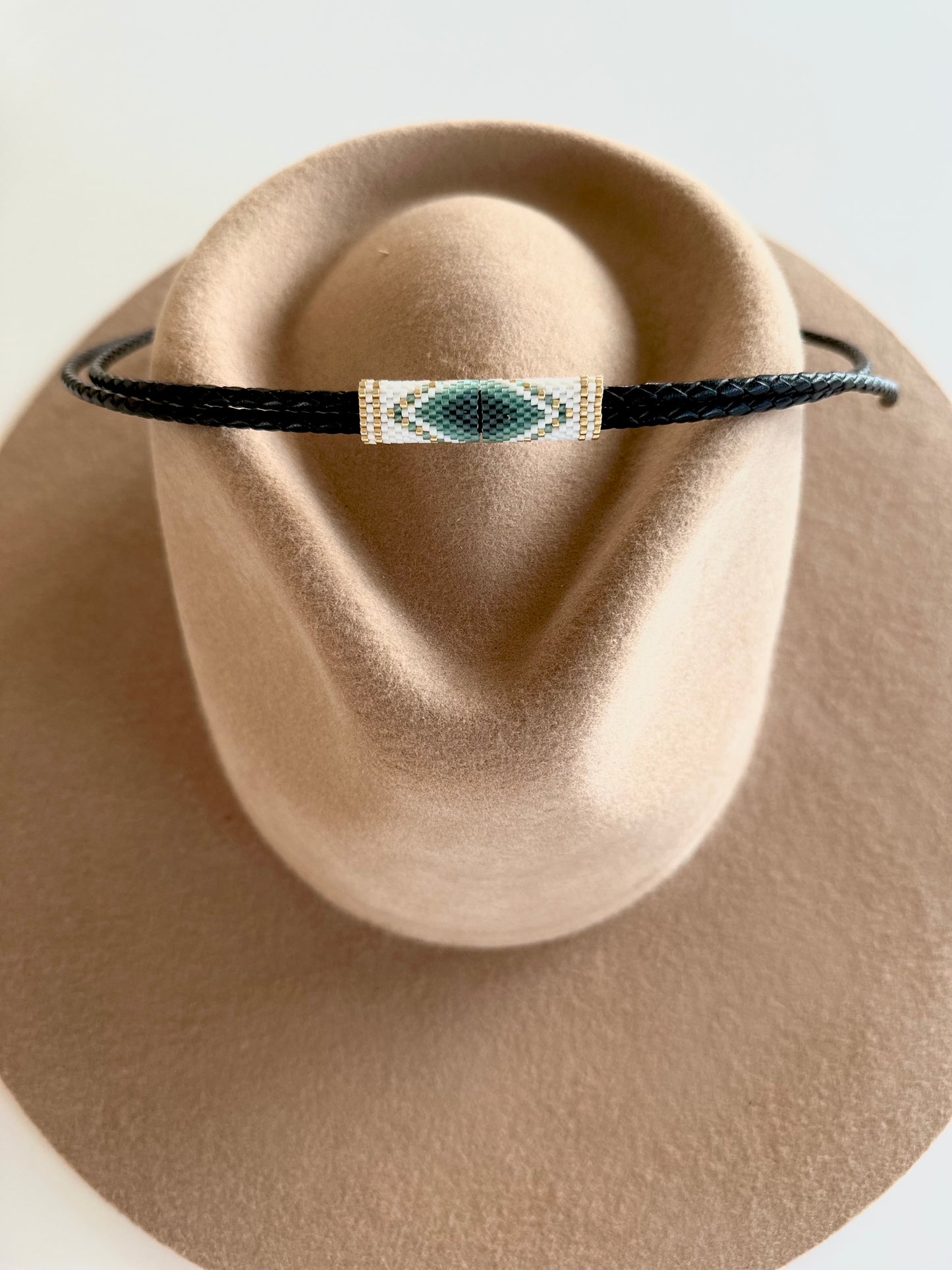 Leather Hatband - Blue and Black