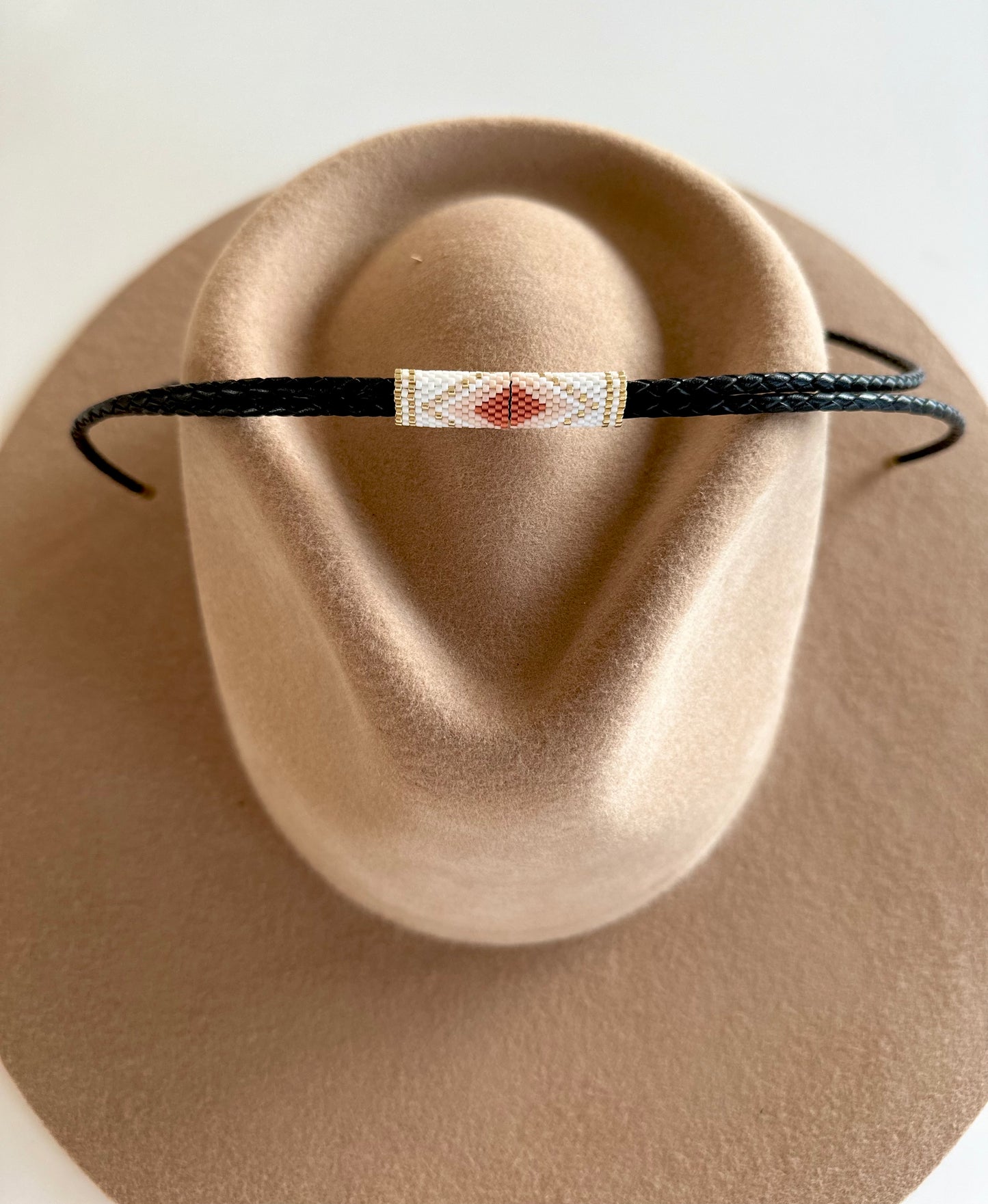 Leather Hatband - Pink and Black