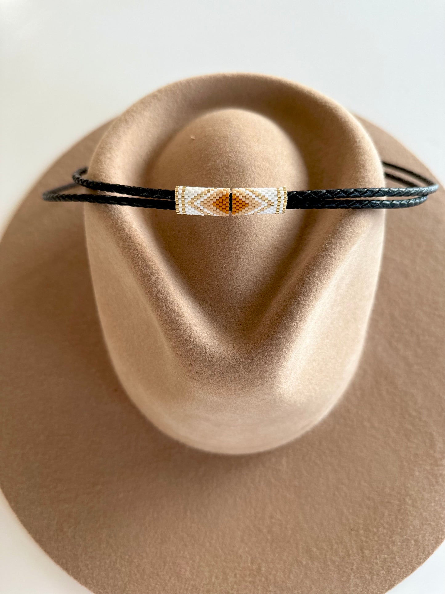 Leather Hatband - Mustard and Black